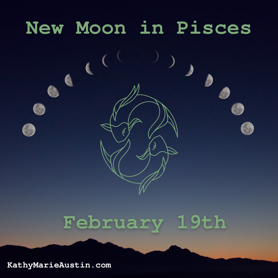 moon phases image with pisces fish from kathy marie austin